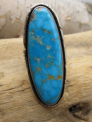 Native American Made Blue Ridge Turquoise and Sterling Silver Knuckle Ring