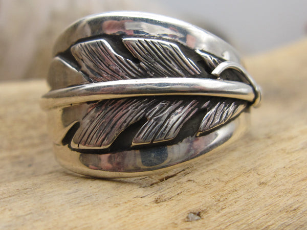 Native American Made Sterling Silver Feather Ring