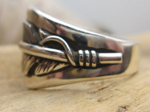 Native American Made Sterling Silver Feather Ring